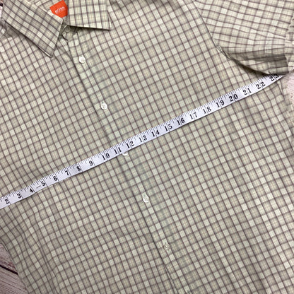 Hugo Boss Beige 100% Cotton Check Shirt Size S