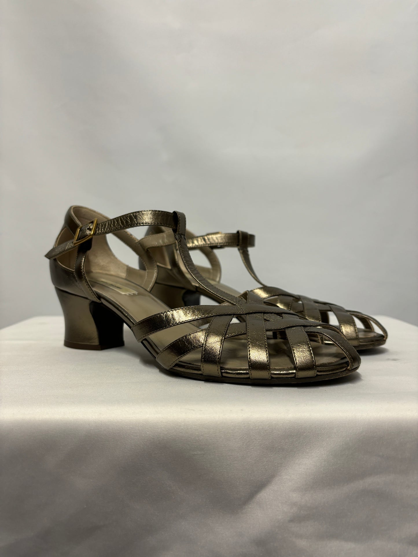 Marc Jacobs Metallic Bronze Heeled Sandals 5.5