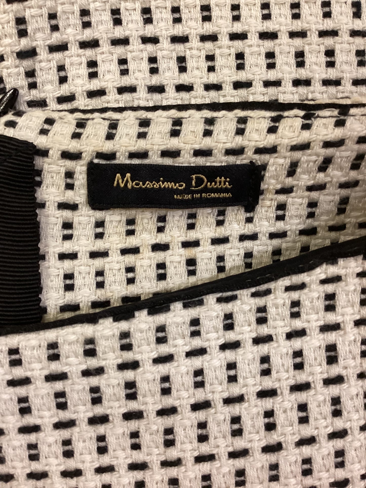 Massimo Dutti Black and White Wide Neck Midi-Dress Size XS