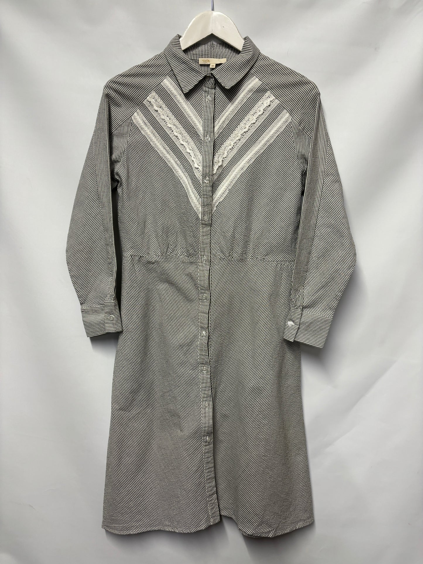 Maje Grey and White Striped Cotton Dress 12