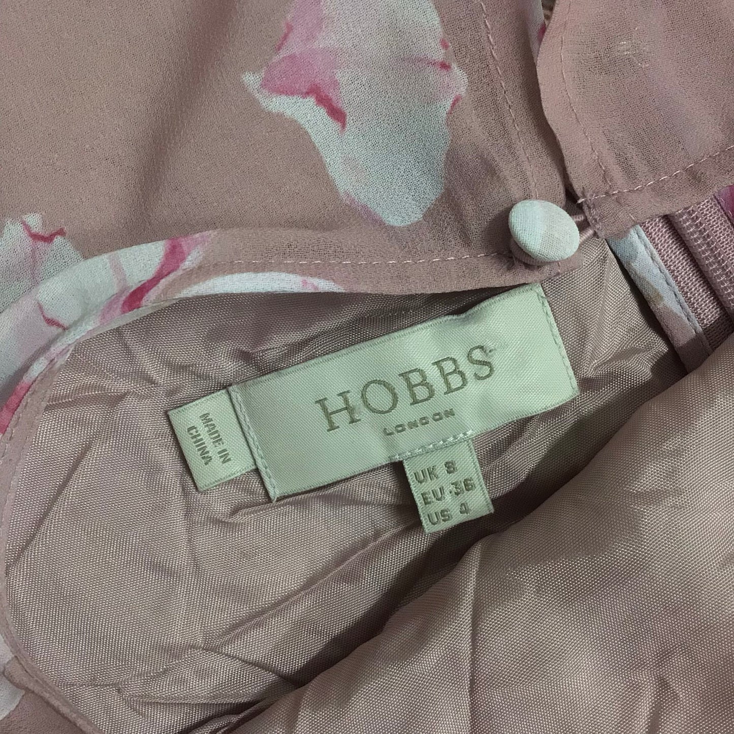 Hobbs Pink Floral Print Floaty Skater Dress Size 8