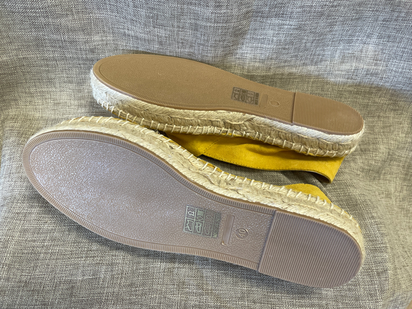 New KG Kurt Geiger Yellow Suede Espadrille Flat Slip on Shoes UK 7