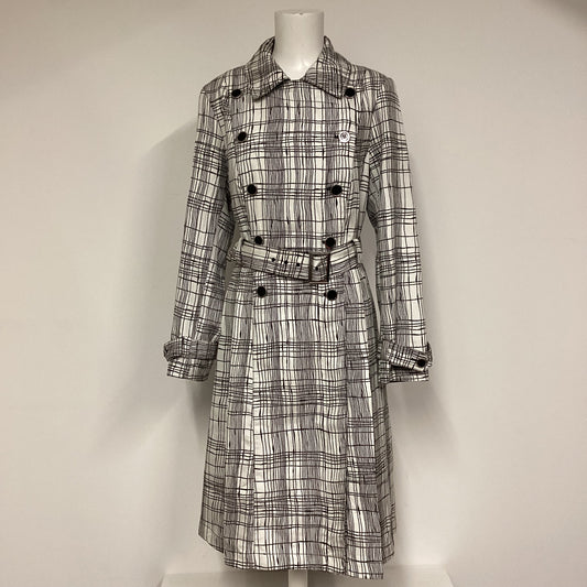 Jasper Conran Black And White Checked Pleated Trenchcoat Size 16