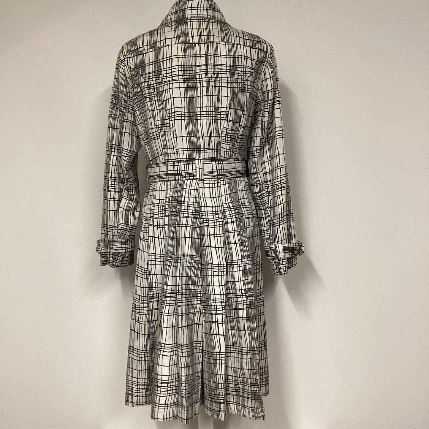 Jasper Conran Black And White Checked Pleated Trenchcoat Size 16