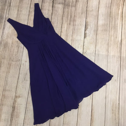 LK Bennett Midnight Royal Blue V Neck Dress 100% Silk Size 8