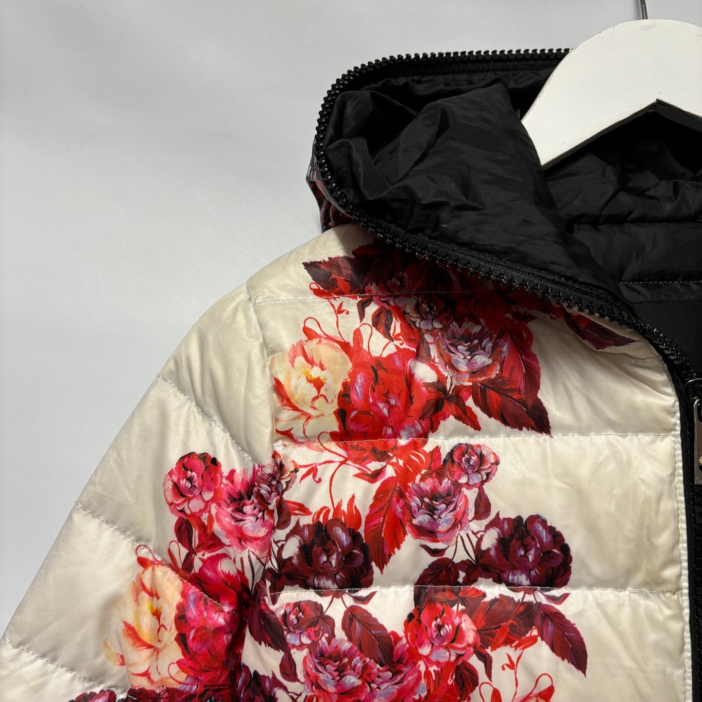 Pinko Red and White Floral Padded Down Jacket 10