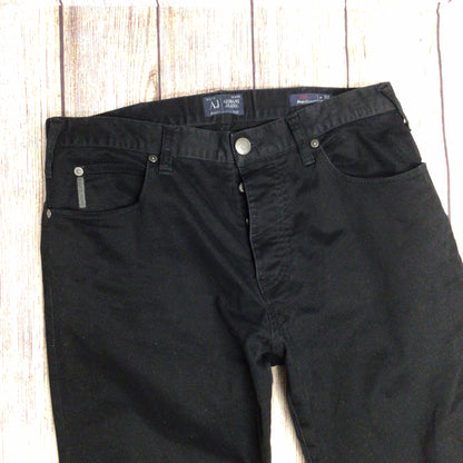 Armani Jeans J21 Regular Black 98% Cotton Trousers Size W32 L34