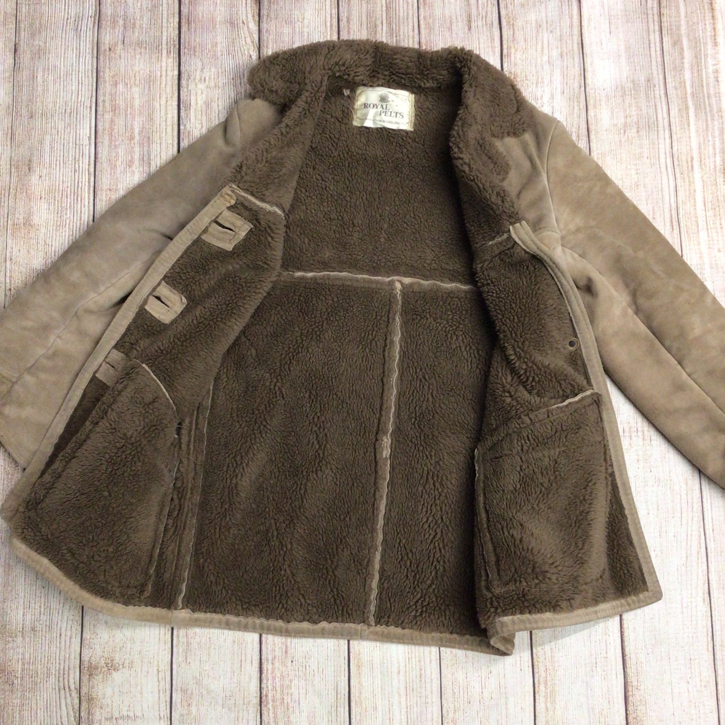 Royal Pelts Handmade in England Brown Sheepskin Coat Size Ch 40"