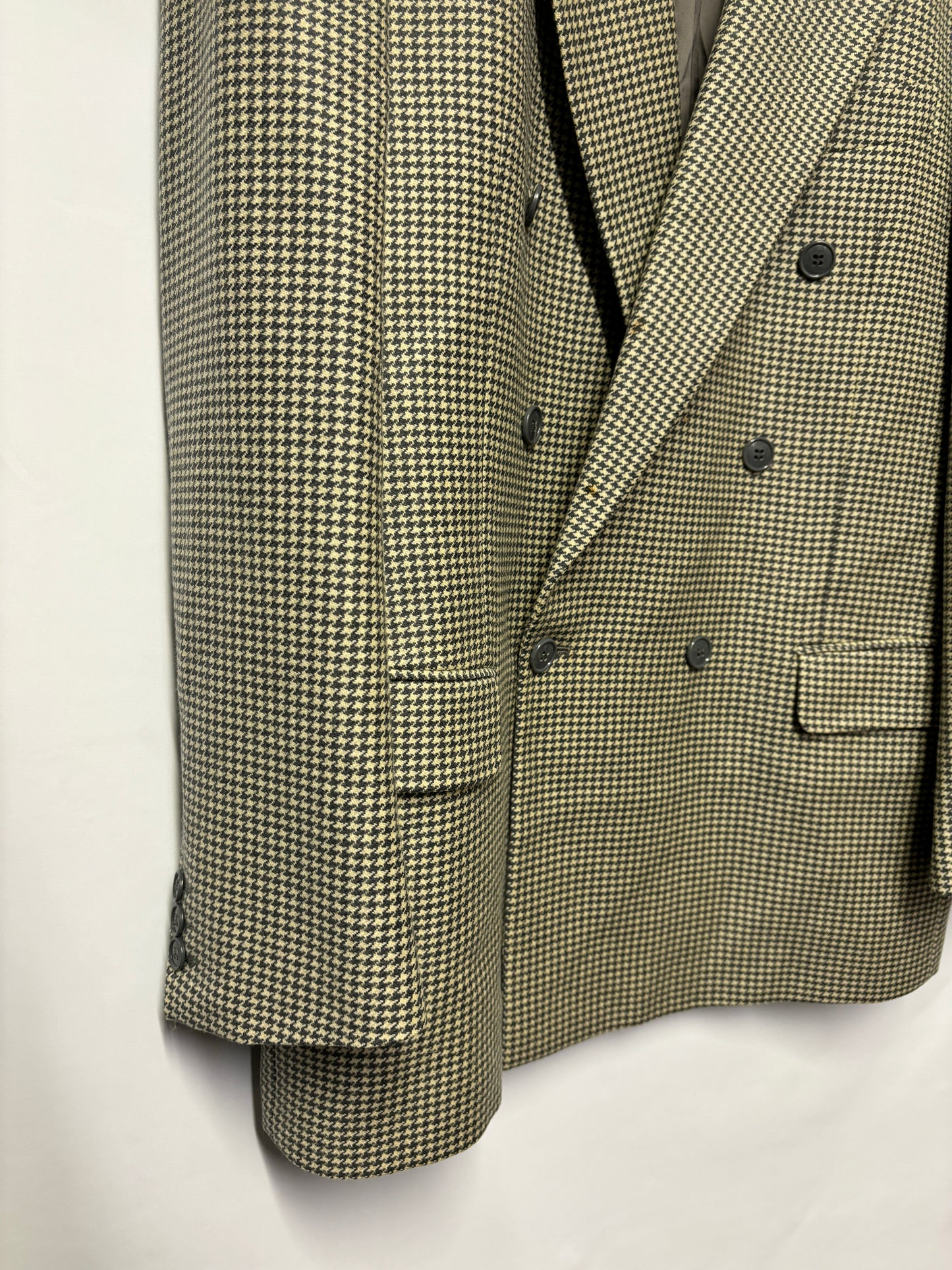 Louis Feraud Grey and White Double Breasted Houndstooth Wool Jacket 41R