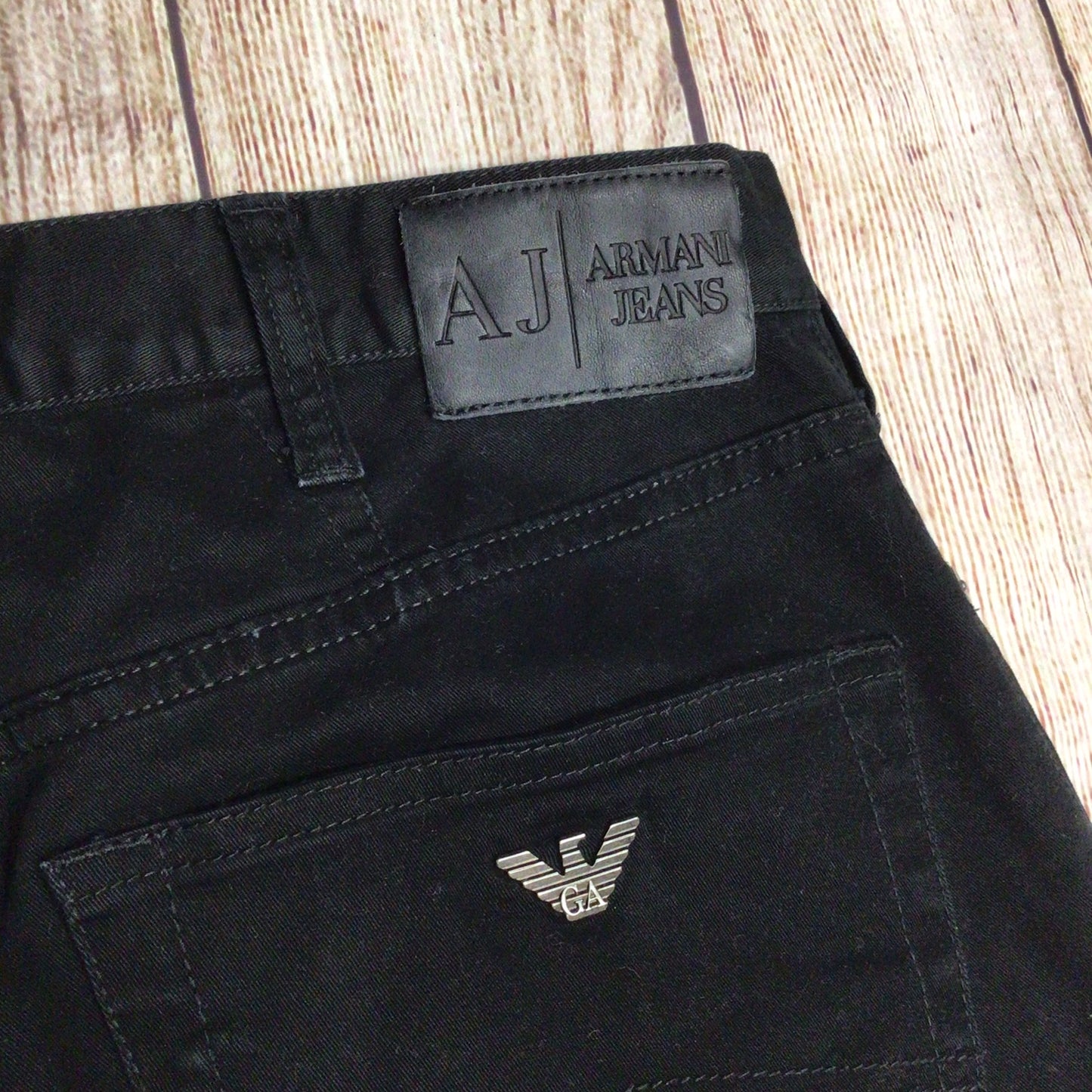 Armani Jeans J21 Regular Black 98% Cotton Trousers Size W32 L34