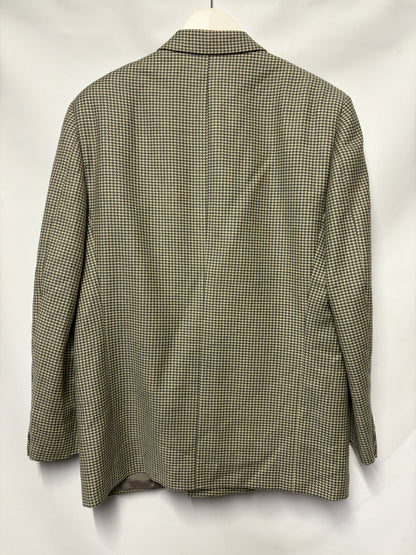 Louis Feraud Grey and White Double Breasted Houndstooth Wool Jacket 41R