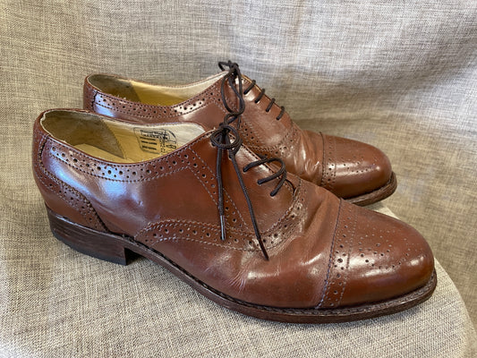 Samuel Windsor Brown Leather Brogue Shoes UK 8