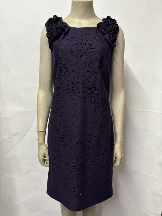 Per Una Speziale Purple Wool Blend Lazer Cut Sleeveless Dress 10 BNWT