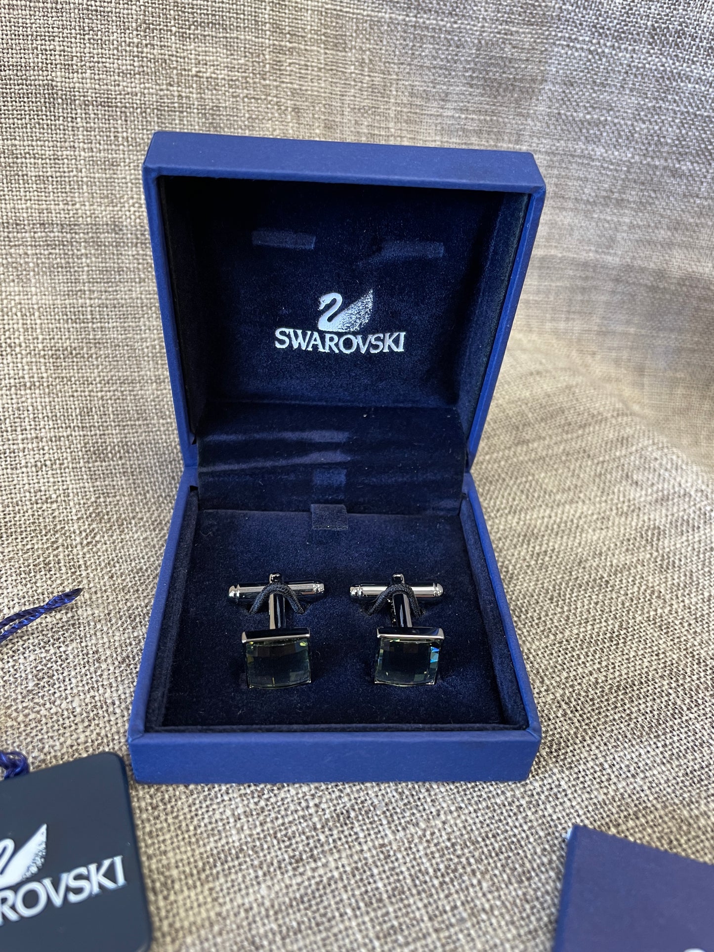 New in Box Swarovski Black Diamond Cufflinks
