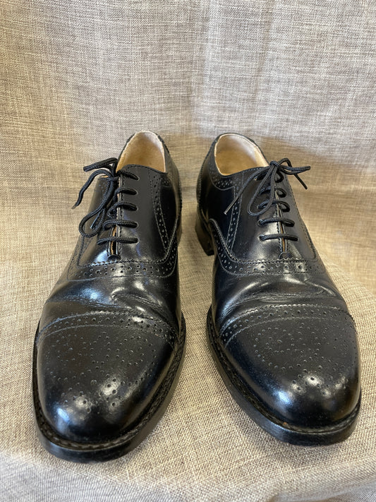 Samuel Windsor Black Leather Brogue Shoes UK 8