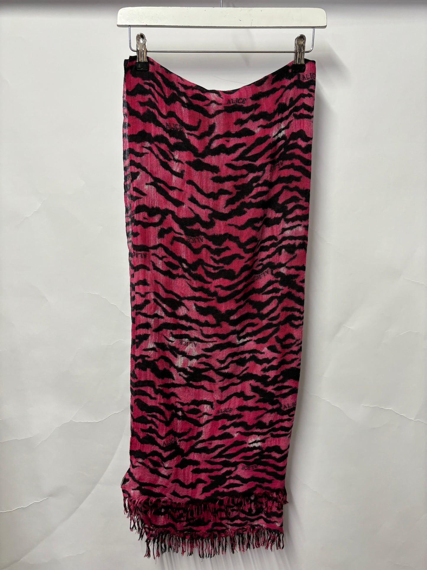 Alice by Temperley Pink Wool and Viscose Animal Print Scarf