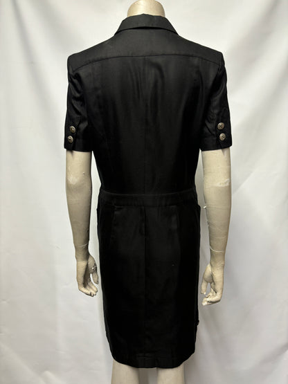 Vintage Escada Black Button Down Cotton Shirt Dress 10/38