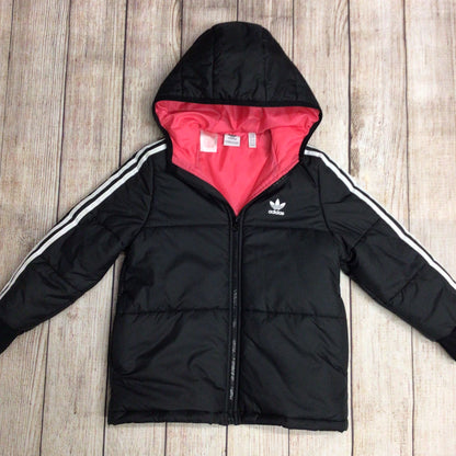 Adidas Black Kids Hooded Padded Jacket Size 7-8 yrs