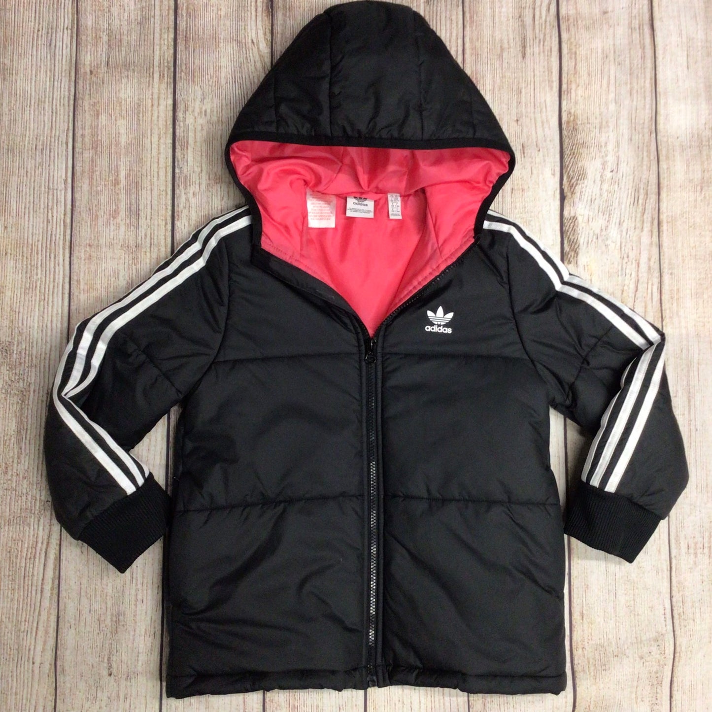 Adidas Black Kids Hooded Padded Jacket Size 7-8 yrs