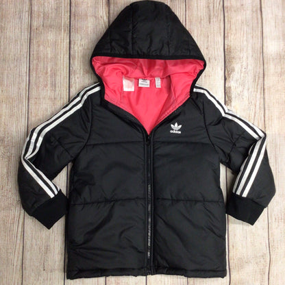 Adidas Black Kids Hooded Padded Jacket Size 7-8 yrs