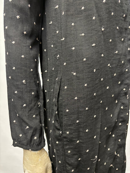 Maje Black and White Cotton Star Print Shirt Dress Small/1