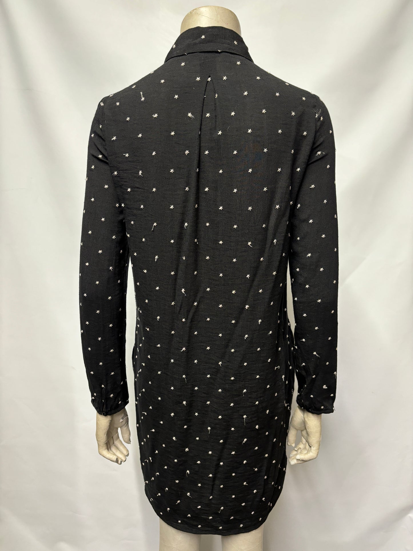 Maje Black and White Cotton Star Print Shirt Dress Small/1