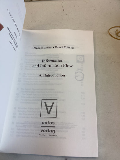 Information and Information Flow An Introduction Manuel Bremer Daniel Cohnitz