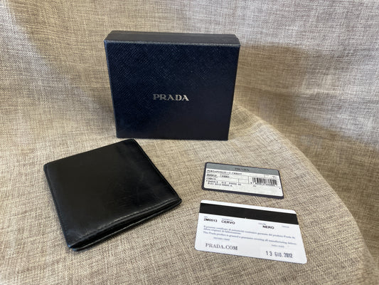 Prada Black Leather Card Holder Wallet