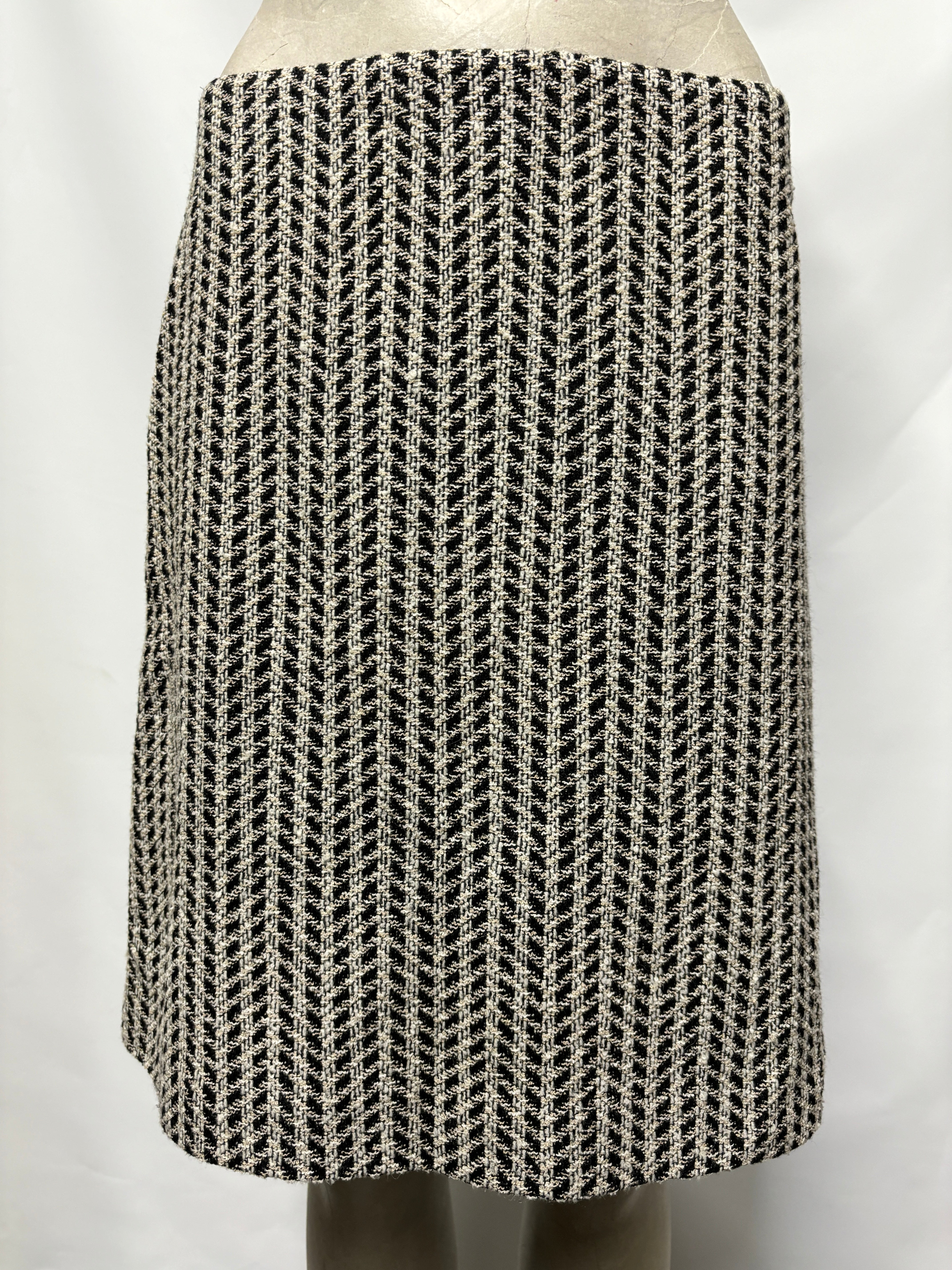 Hugo Boss Black and White Cotton Wool Blend A line Skirt 6 Shop for Shelter