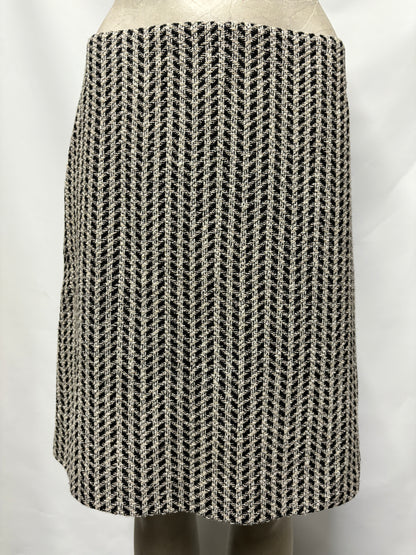 Hugo Boss Black and White Cotton, Wool Blend A-line Skirt 6