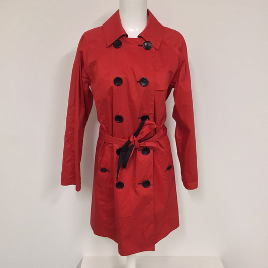 Jaeger Black/Red Reversible Double Breasted Trench Coat w/Belt 100% Cotton Size M