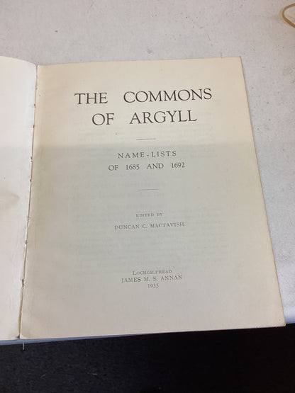 The Commons of Argyle Name Lists of 1685 and 1692 Duncan C MacTavish