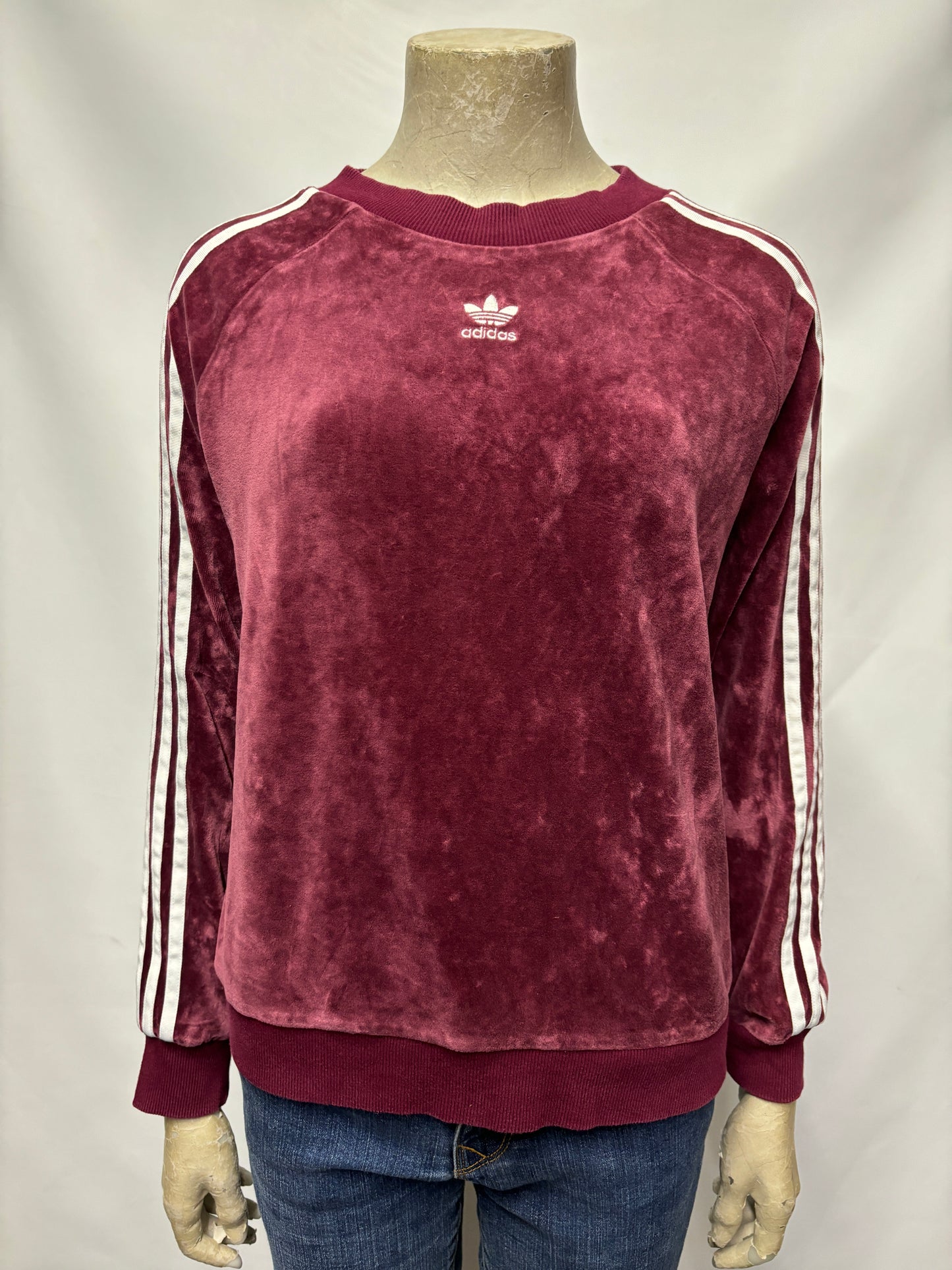 Adidas Originals Maroon Velvet Three Stripe Sweatshirt 6