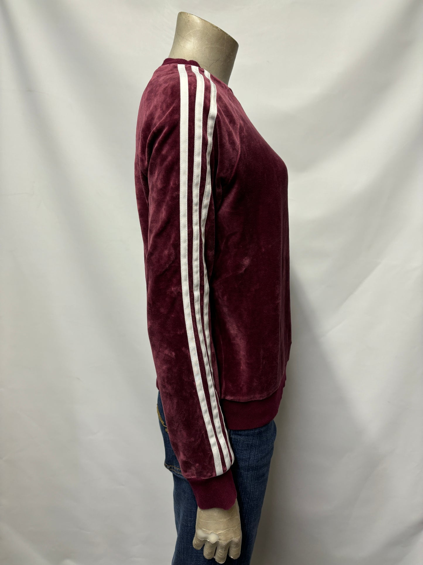 Adidas Originals Maroon Velvet Three Stripe Sweatshirt 6