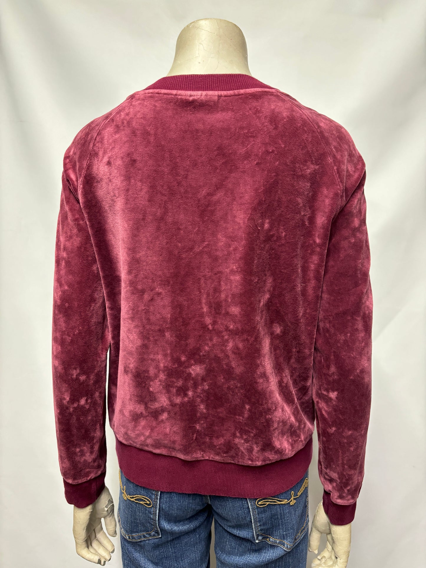 Adidas Originals Maroon Velvet Three Stripe Sweatshirt 6