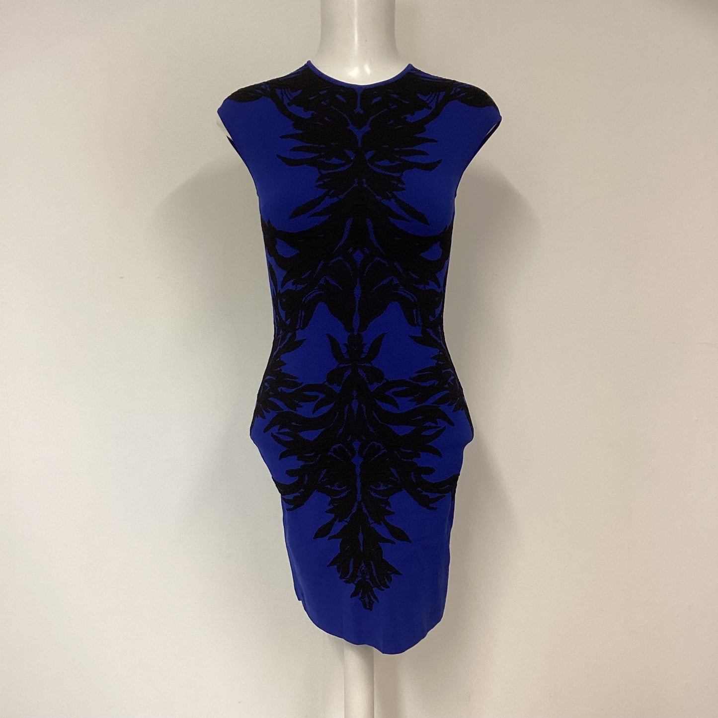 Alexander McQueen Blue Black Bodycon Dress Size XS