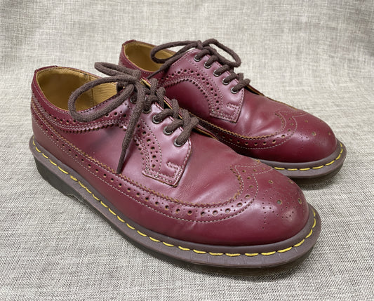 Dr Martens 'Doc Martens' Airwair Burgundy Red Leather Lace Up Unisex Brogue Shoes UK 8