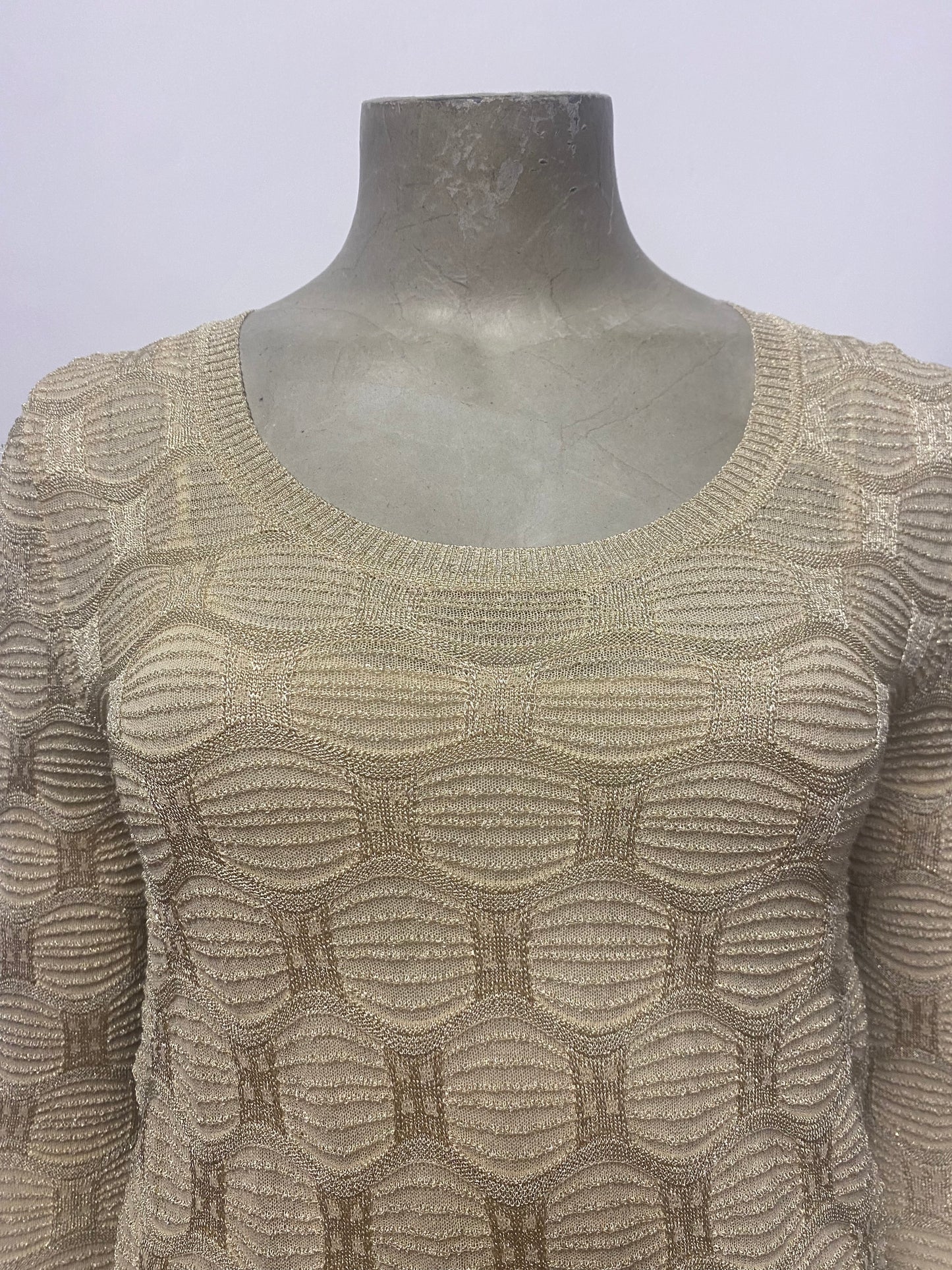 Missoni Gold Fine Knit Midi Dress Small