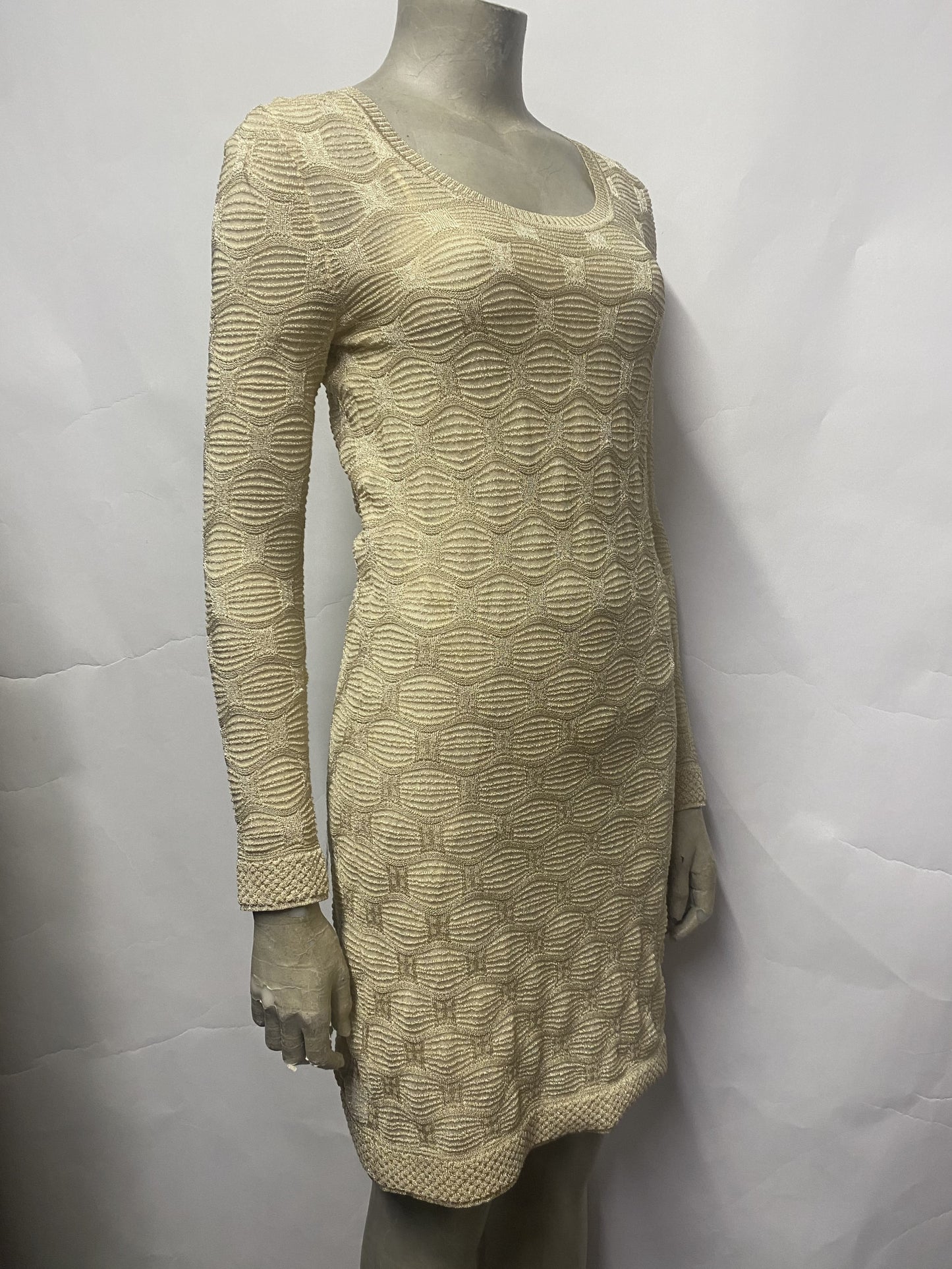 Missoni Gold Fine Knit Midi Dress Small