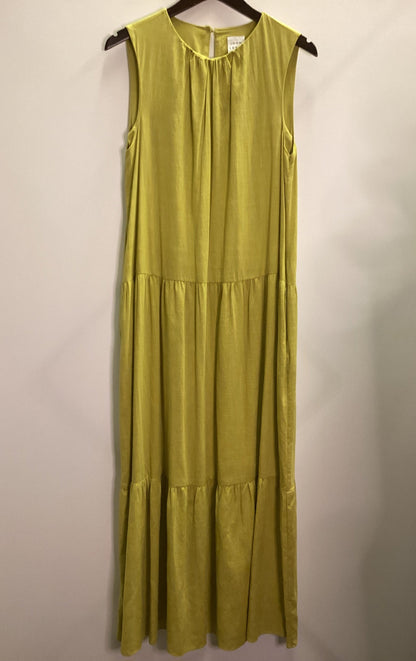 John Lewis Cotton and Viscose Green Tiered Dress with Pockets Size 10