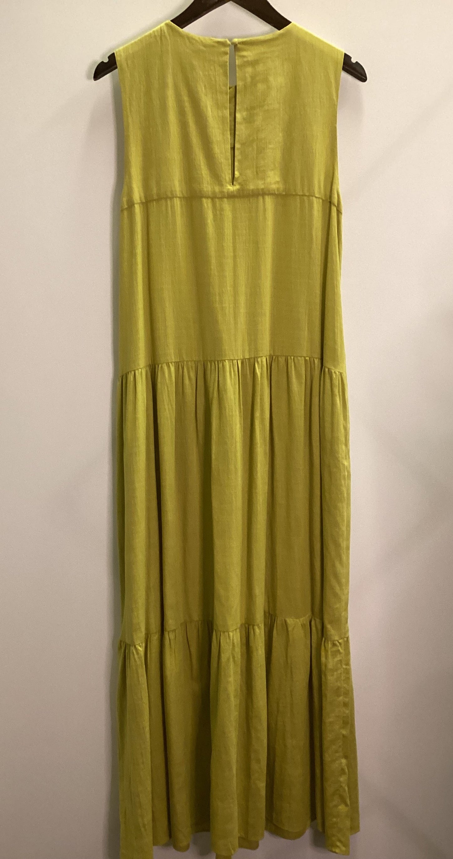 John Lewis Cotton and Viscose Green Tiered Dress with Pockets Size 10