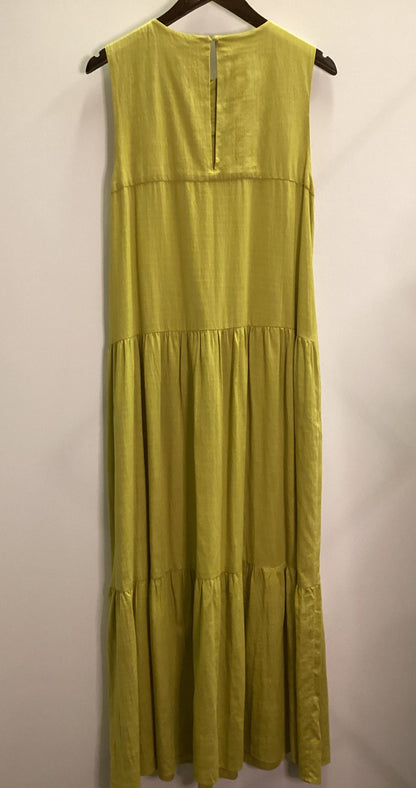 John Lewis Cotton and Viscose Green Tiered Dress with Pockets Size 10