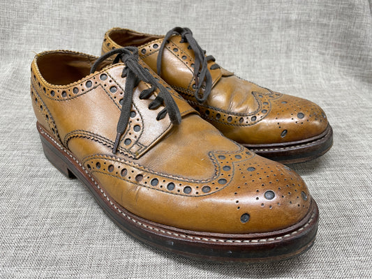 Grenson Light Tan Leather Brogue Shoes UK 8