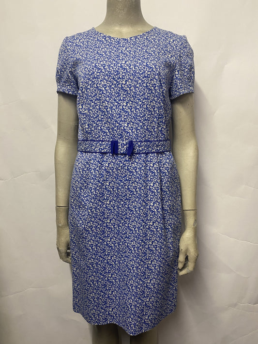 Yera Blue and White Flower Short Sleeve Dress Medium/12