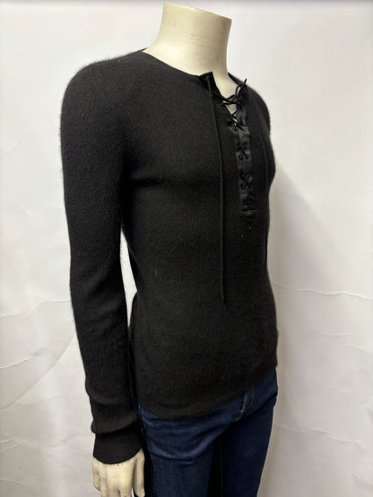 Alexander McQueen Black Cashmere Corset Lace up Jumper Medium