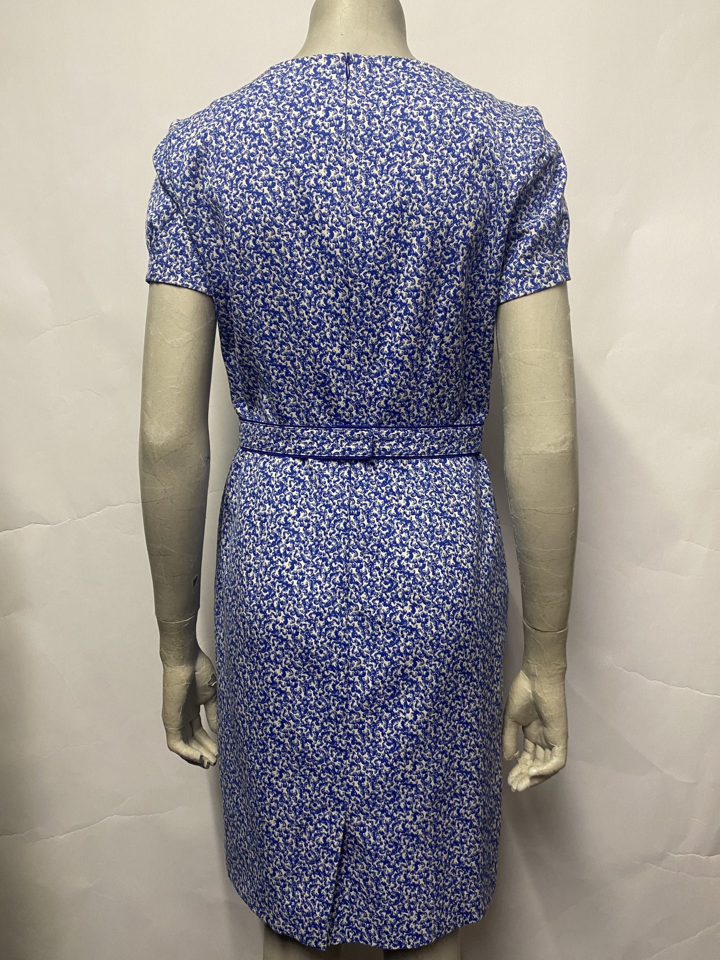 Yera Blue and White Flower Short Sleeve Dress Medium/12