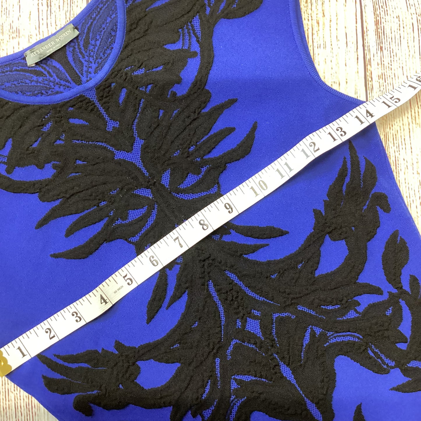 Alexander McQueen Blue Black Bodycon Dress Size XS