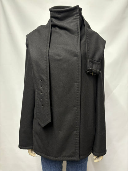 Jean Paul Gaultier Black Wool Large Collar Coat Small