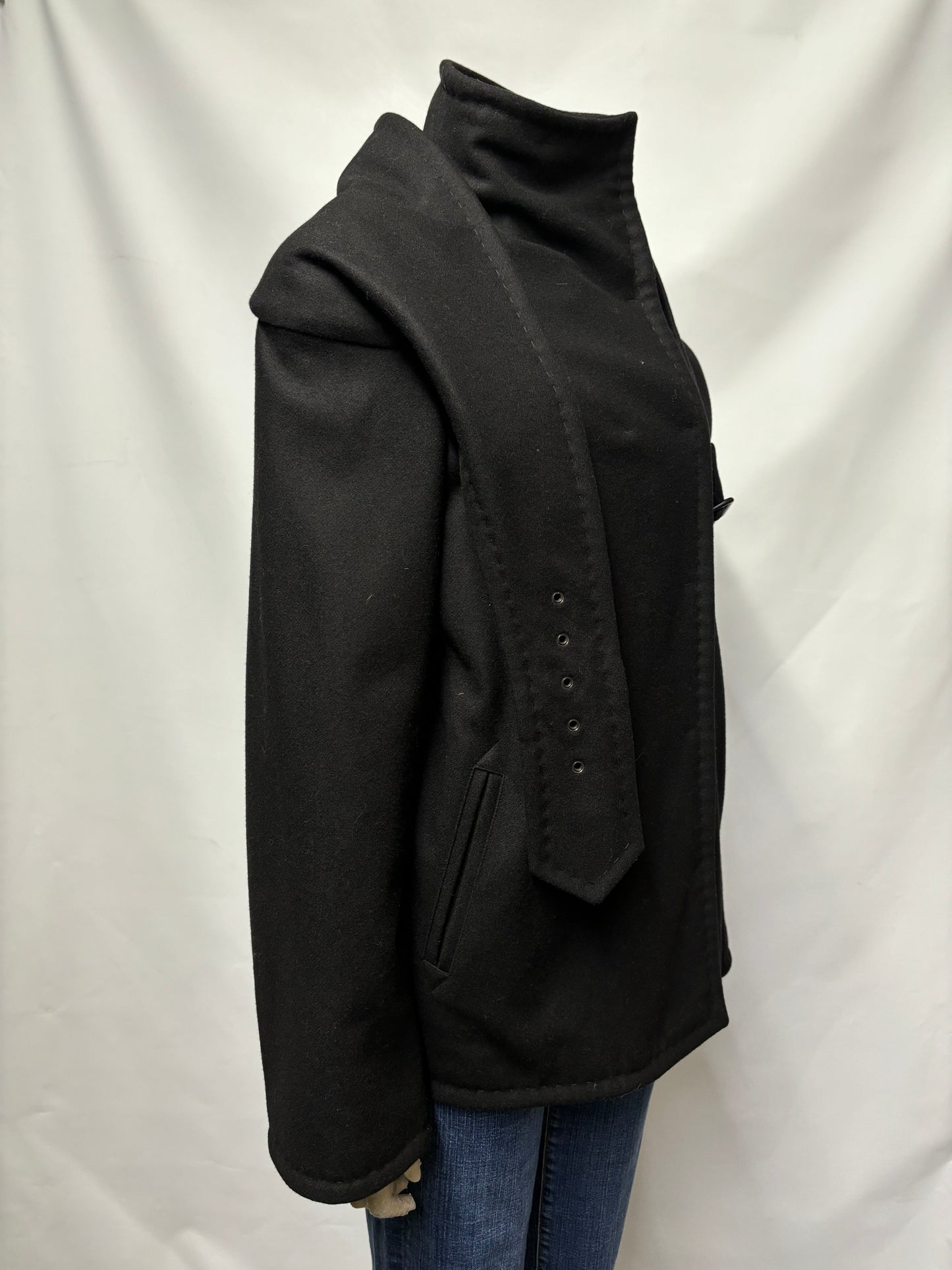 Jean Paul Gaultier Black Wool Large Collar Coat Small