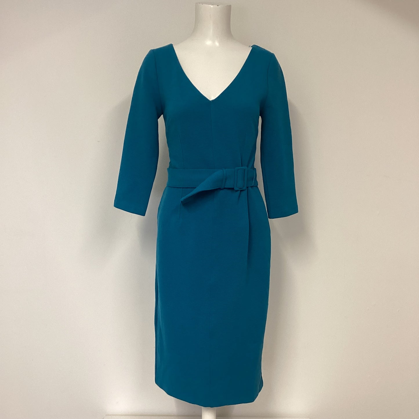 BNWT Boden Teal Blue Ribbed Dress W/ Belt Size 10